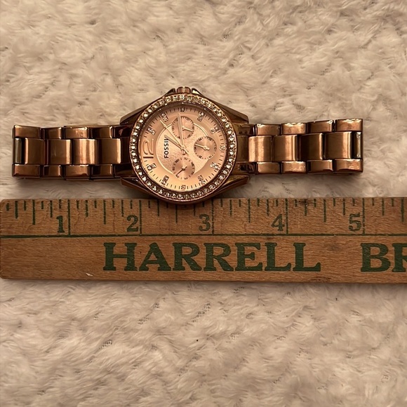 Fossil Womens Riley Multifunction Watch Crystals Rose Gold main image 6
